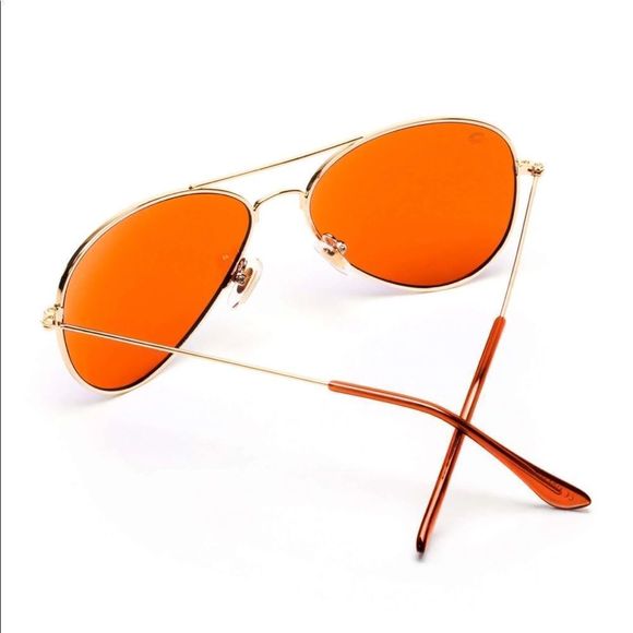Aviator Orange Lens with Gold Framed Sunglasses - Picture 3 of 8